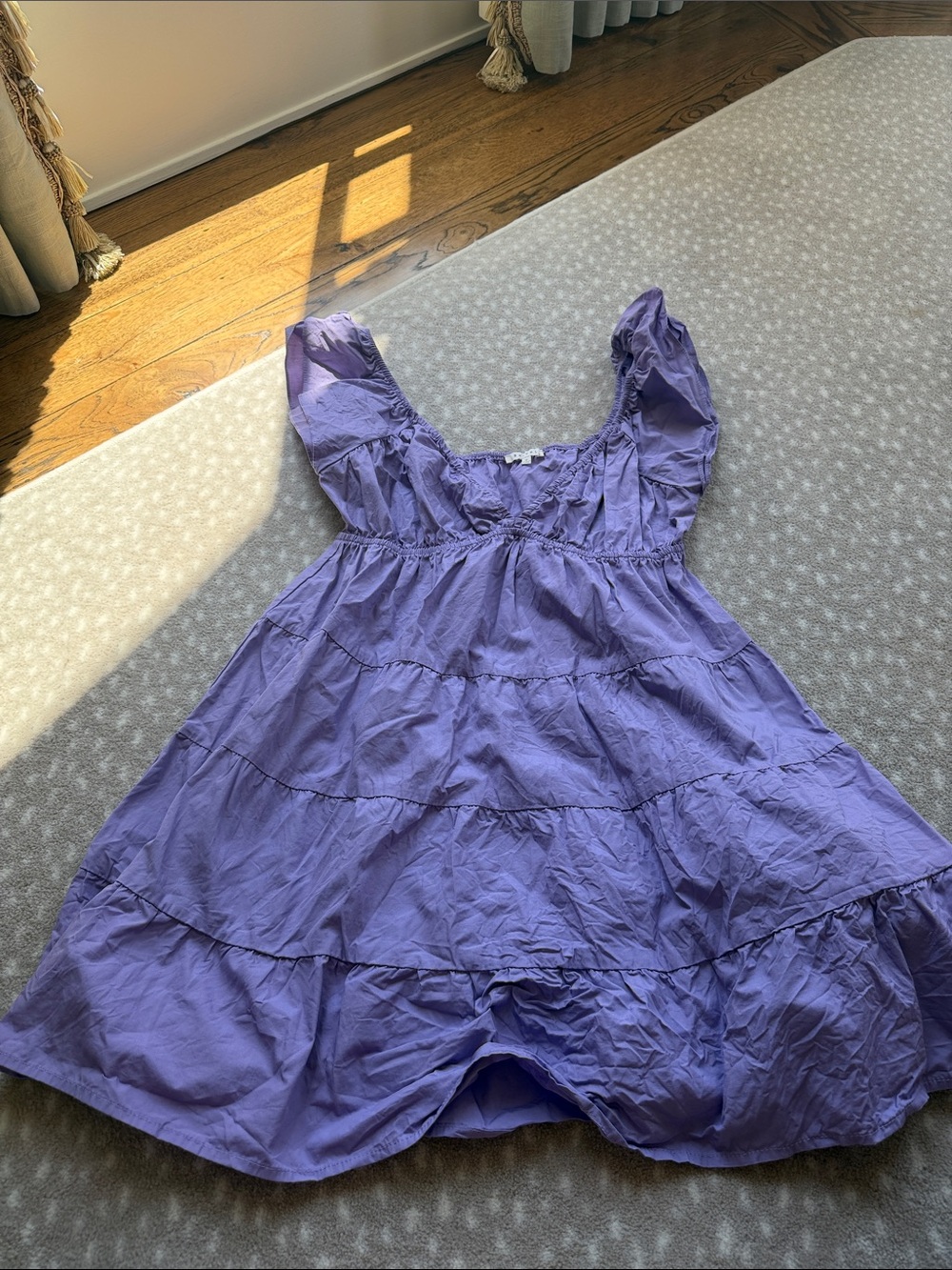 Women's Casual Tiered Lilac Cotton Dress